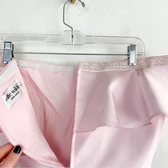 NWT Ellie Wilde by Mon Cheri Hot Pink Two Piece Off Shoulder Satin Formal Dress - Picture 11 of 16